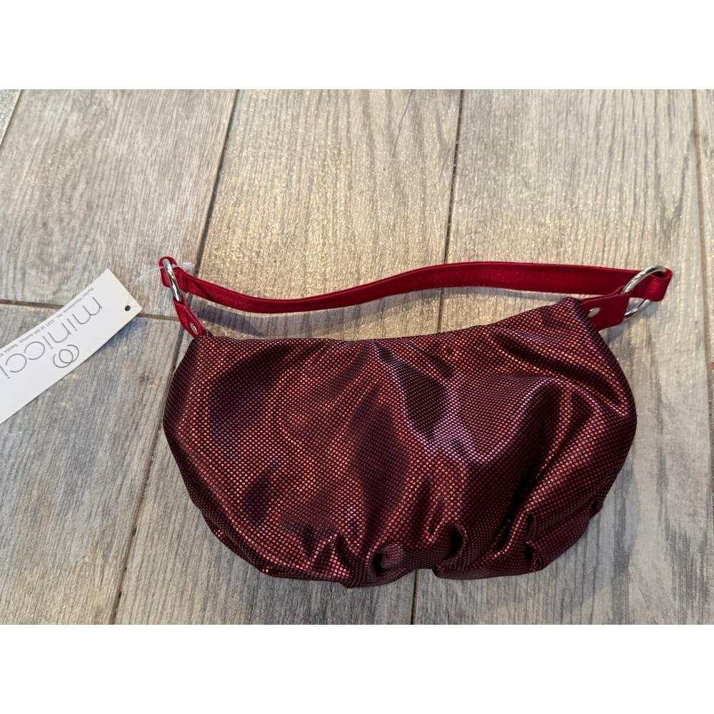 Minicci Mini Bag Small Metallic NWT Ruched Evening Purse Formal Flapper Red Tote